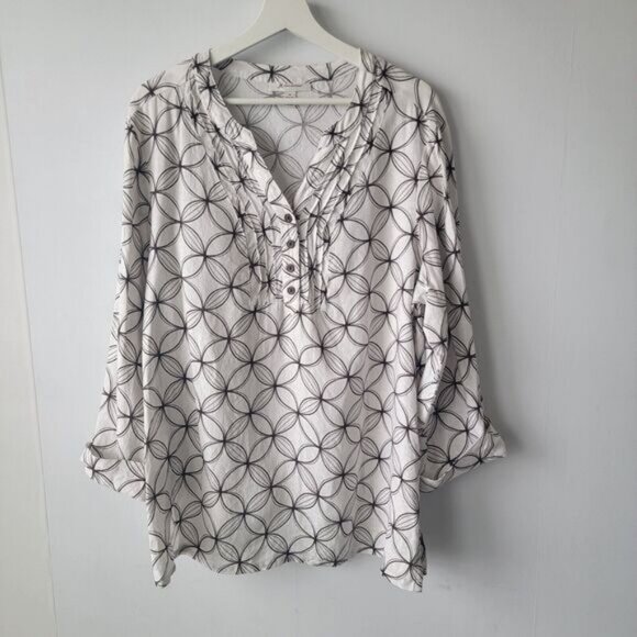 Tops - Jm collection womens tops size 18 roll-tap sleeve 100% linen popover pleated